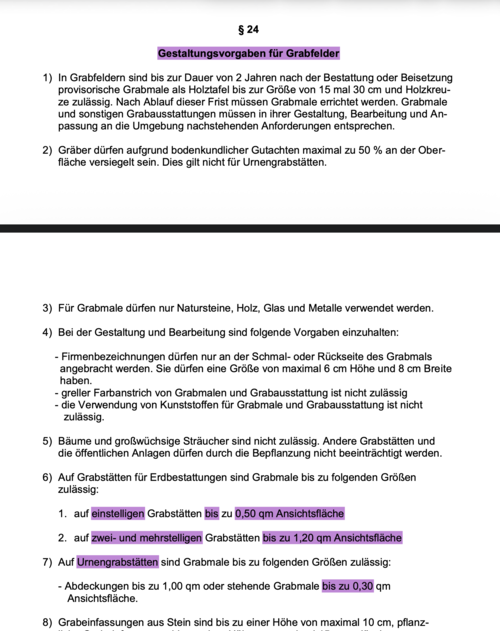 In den Friedhofssatzung findet man Angaben und Einschränkungen zur Gestaltung von Grabmalen. | © Messerschmidt GmbH